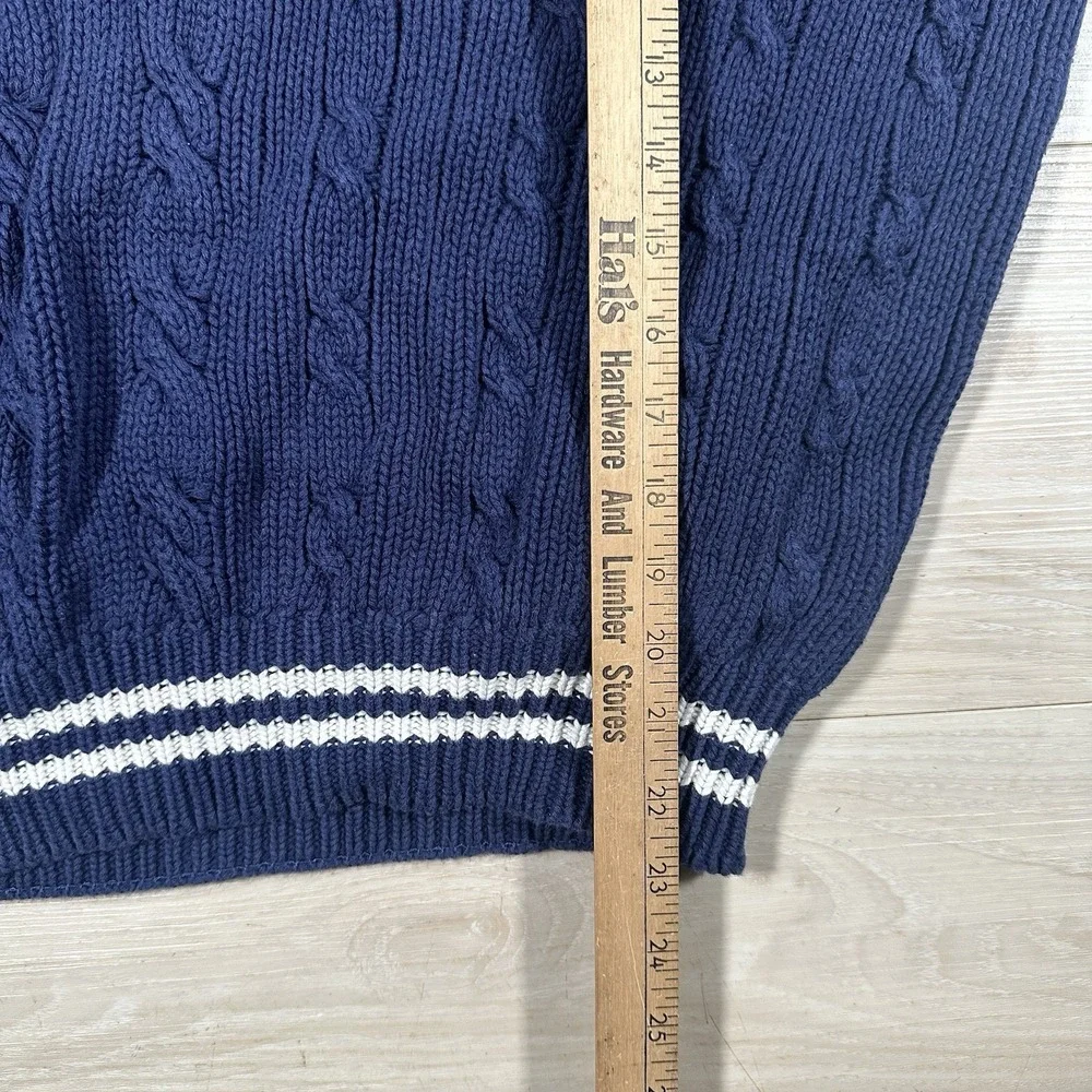 Vintage Gant Sweater Mens Blue Hand Framed 100% Cotton Cable Knit Size Large